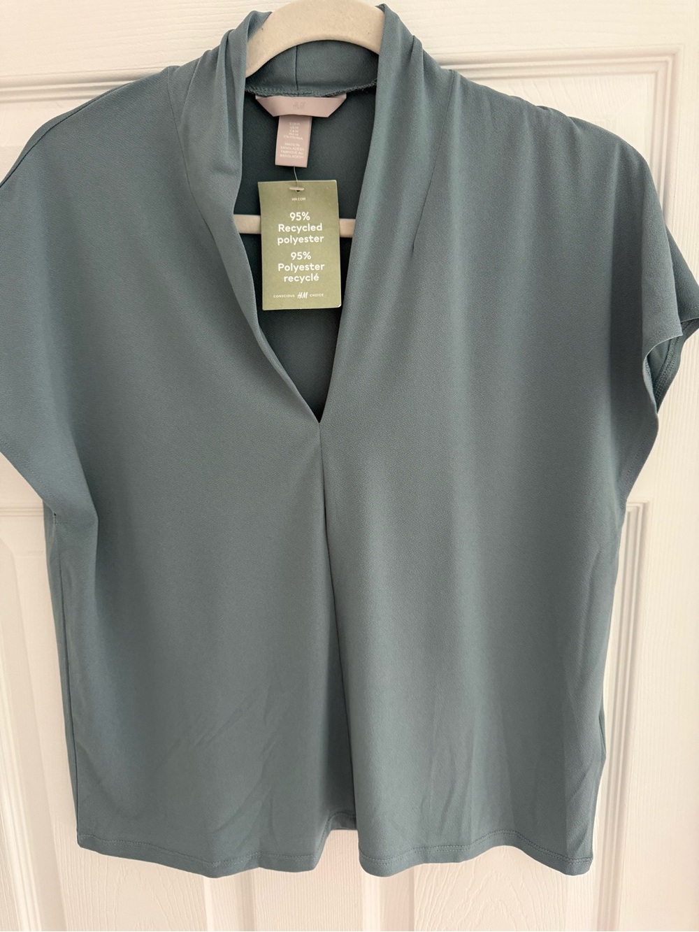 H&M Teal V-Neck Cap Sleeve Top